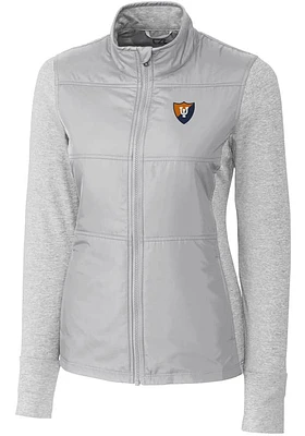 Womens Illinois Fighting Illini Grey Cutter and Buck Vault Stealth Hybrid Quilted Medium Weight ..