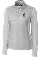 Cutter and Buck Kansas Jayhawks Womens Grey Vault Stealth Hybrid Quilted Medium Weight Jacket