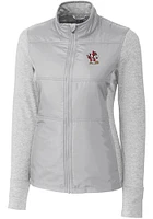 Cutter and Buck Louisville Cardinals Womens Grey Vault Stealth Hybrid Quilted Medium Weight Jack..