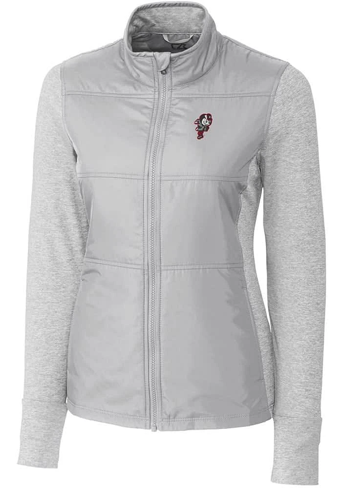 Cutter and Buck Ohio State Buckeyes Womens Grey Vault Stealth Hybrid Quilted Medium Weight Jacke..