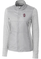 Cutter and Buck Southern Illinois Salukis Womens Grey Stealth Hybrid Quilted Medium Weight Jacke..