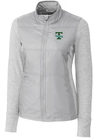 Cutter and Buck Tulane Green Wave Womens Grey Vault Stealth Hybrid Quilted Medium Weight Jacket