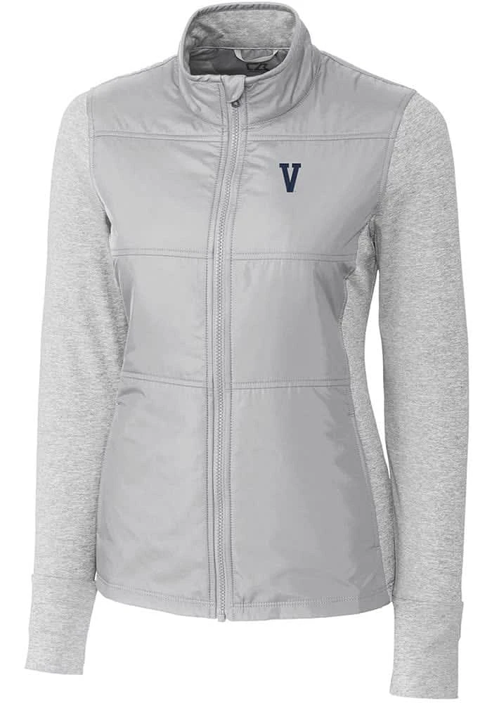 Cutter and Buck Villanova Wildcats Womens Grey Vault Stealth Hybrid Quilted Medium Weight Jacket