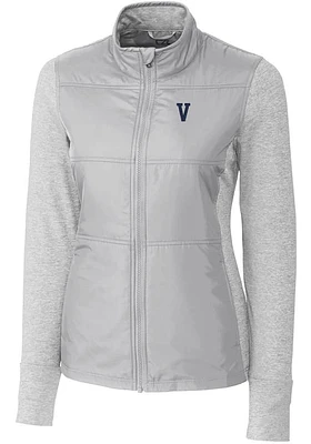 Cutter and Buck Villanova Wildcats Womens Grey Vault Stealth Hybrid Quilted Medium Weight Jacket