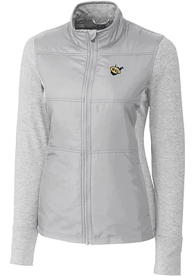 Cutter and Buck West Virginia Mountaineers Womens Grey Vault Stealth Hybrid Quilted Medium Weigh..
