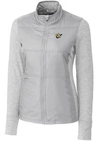 Cutter and Buck West Virginia Mountaineers Womens Grey Vault Stealth Hybrid Quilted Medium Weigh..