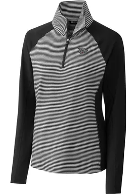 Cutter and Buck Cincinnati Bearcats Womens Black Vault Forge Tonal Stripe Qtr Zip