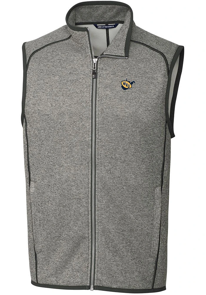 Cutter and Buck West Virginia Mountaineers Big Tall Grey Mainsail Sweater Vest Mens