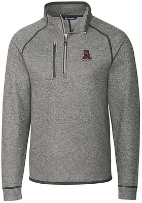 Cutter and Buck Alabama Crimson Tide Mens Grey Mainsail Sweater Big Tall Qtr Zip