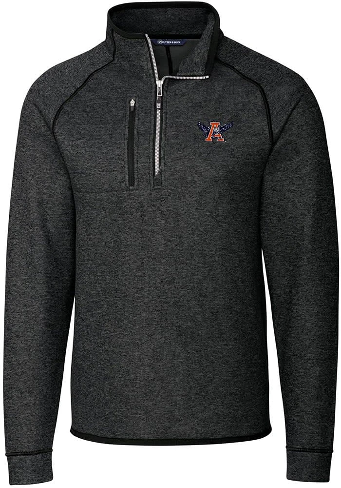Cutter and Buck Auburn Tigers Mens Charcoal Mainsail Sweater Big Tall Qtr Zip