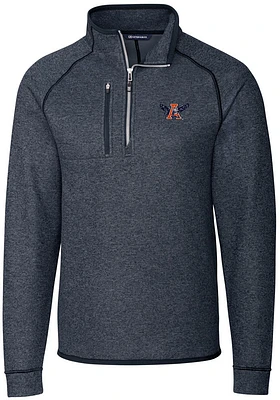 Cutter and Buck Auburn Tigers Mens Navy Blue Mainsail Sweater Big Tall Qtr Zip