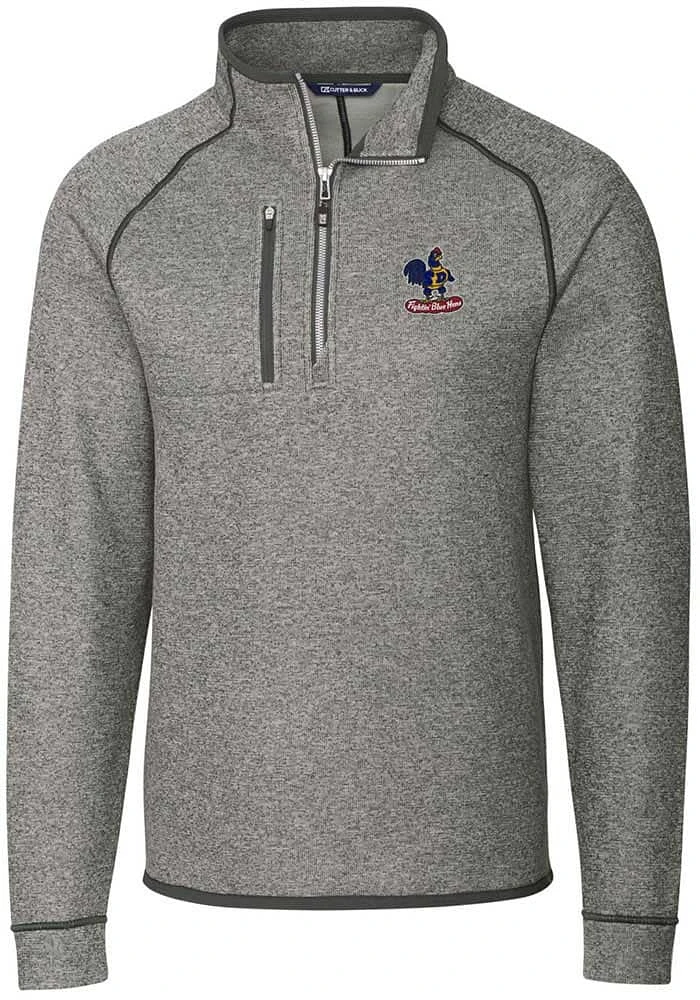 Cutter and Buck Delaware Fightin' Blue Hens Mens Grey Mainsail Sweater Big Tall Qtr Zip