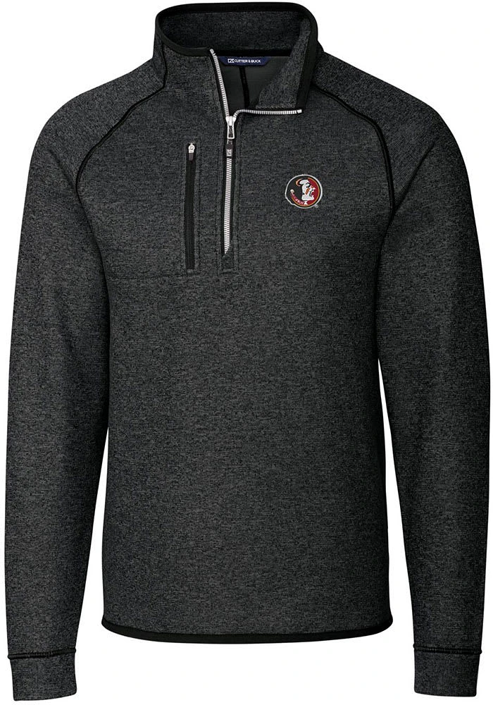 Cutter and Buck Florida State Seminoles Mens Charcoal Mainsail Sweater Big Tall Qtr Zip