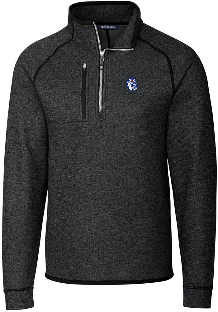 Cutter and Buck Fresno State Bulldogs Mens Charcoal Mainsail Sweater Big Tall Qtr Zip