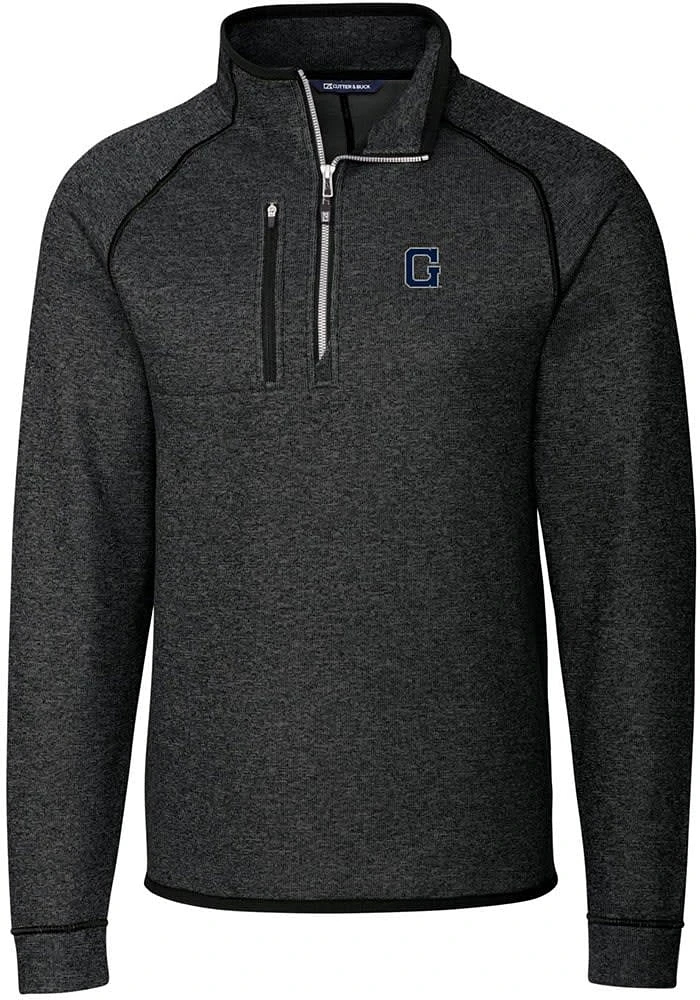 Cutter and Buck Georgetown Hoyas Mens Charcoal Mainsail Sweater Big Tall Qtr Zip