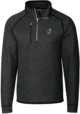 Cutter and Buck Kansas Jayhawks Mens Charcoal Mainsail Sweater Big Tall Qtr Zip