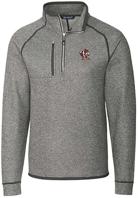 Cutter and Buck Louisville Cardinals Mens Grey Mainsail Sweater Big Tall Qtr Zip