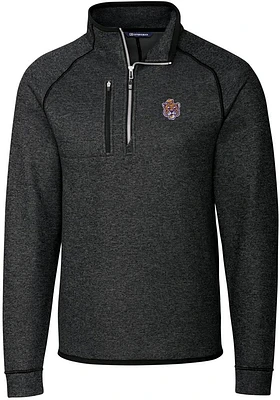 Cutter and Buck LSU Tigers Mens Charcoal Mainsail Sweater Big Tall Qtr Zip