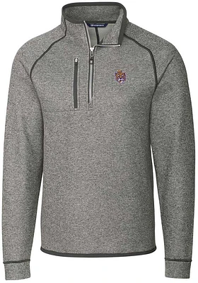 Cutter and Buck LSU Tigers Mens Grey Mainsail Sweater Big Tall Qtr Zip