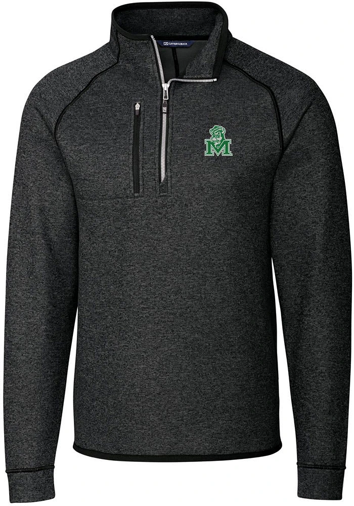 Cutter and Buck Marshall Thundering Herd Mens Charcoal Mainsail Sweater Big Tall Qtr Zip