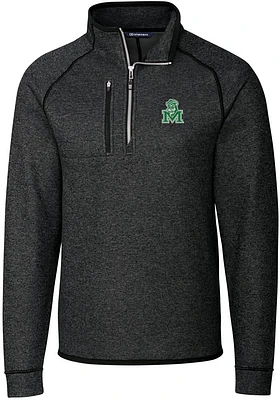 Cutter and Buck Marshall Thundering Herd Mens Charcoal Mainsail Sweater Big Tall Qtr Zip