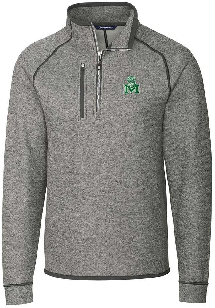 Cutter and Buck Marshall Thundering Herd Mens Grey Mainsail Sweater Big Tall Qtr Zip