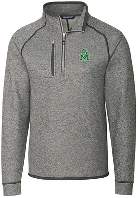 Cutter and Buck Marshall Thundering Herd Mens Grey Mainsail Sweater Big Tall Qtr Zip