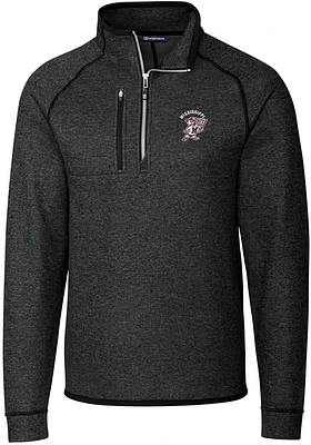 Cutter and Buck Mississippi State Bulldogs Mens Charcoal Mainsail Sweater Big Tall Qtr Zip