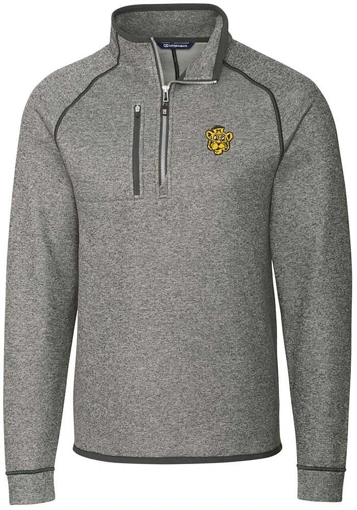 Cutter and Buck Missouri Tigers Mens Grey Mainsail Sweater Big Tall Qtr Zip