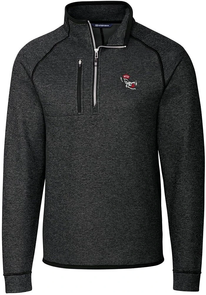 Cutter and Buck NC State Wolfpack Mens Charcoal Mainsail Sweater Big Tall Qtr Zip