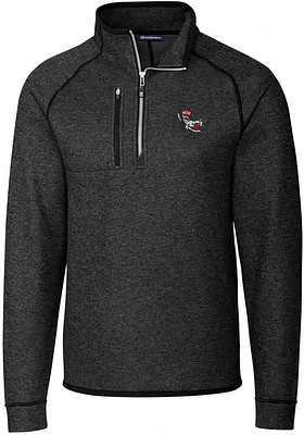 Cutter and Buck NC State Wolfpack Mens Charcoal Mainsail Sweater Big Tall Qtr Zip