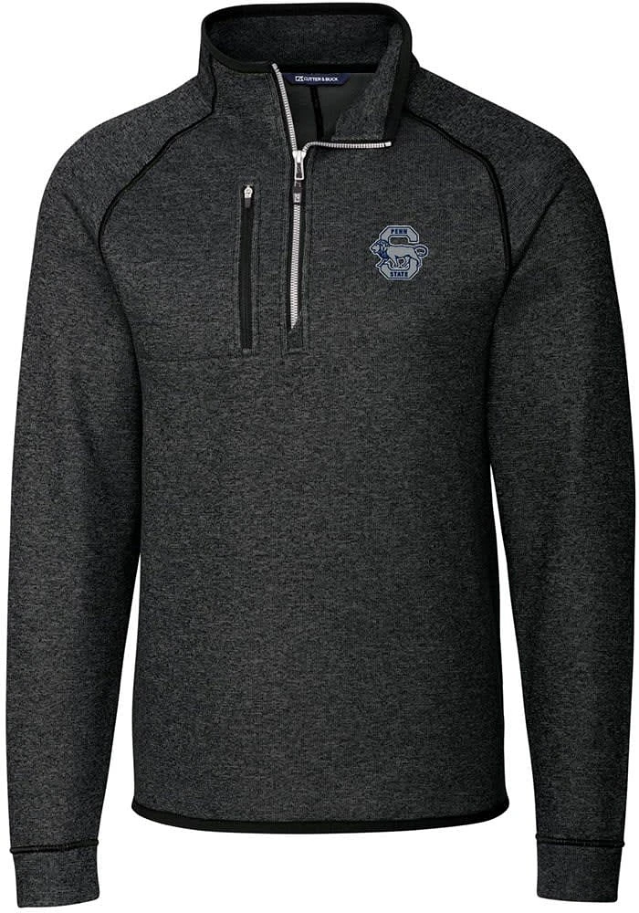 Mens Penn State Nittany Lions Charcoal Cutter and Buck Mainsail Sweater Qtr Zip