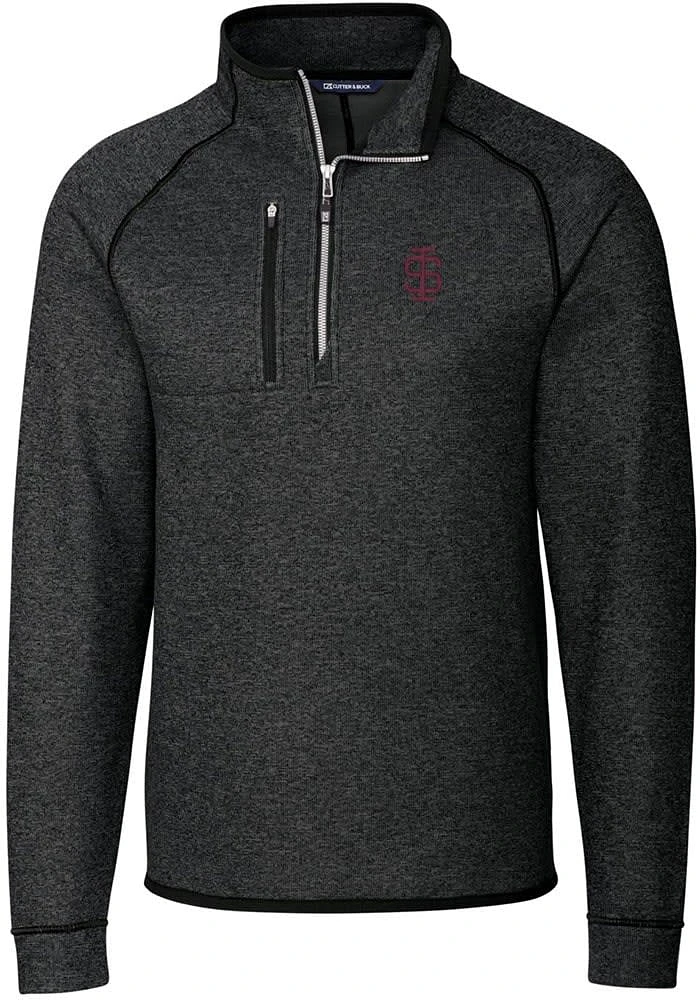 Cutter and Buck Southern Illinois Salukis Mens Charcoal Mainsail Sweater Big Tall Qtr Zip