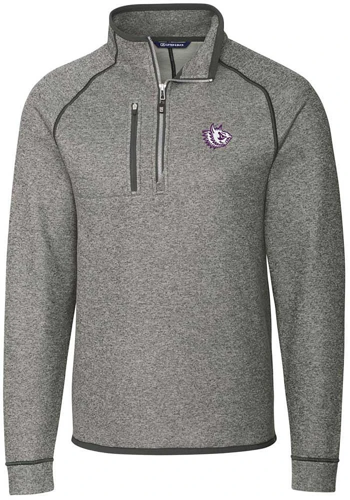 Cutter and Buck TCU Horned Frogs Mens Grey Mainsail Sweater Big Tall Qtr Zip