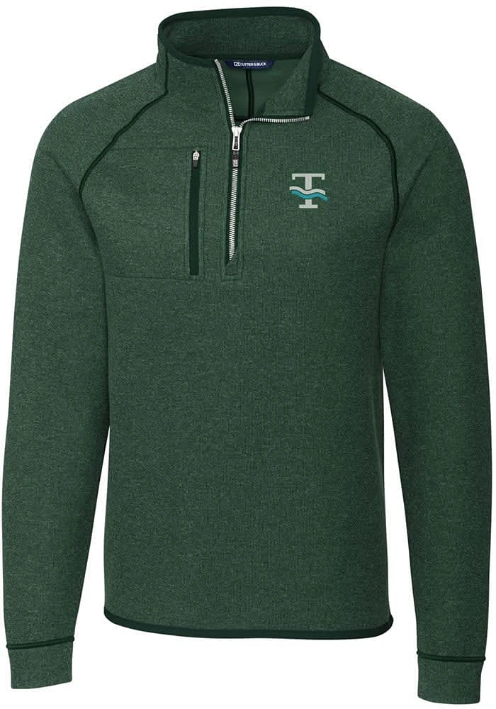 Cutter and Buck Tulane Green Wave Mens Mainsail Sweater Big Tall Qtr Zip