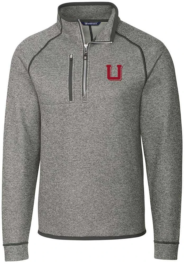 Cutter and Buck Utah Utes Mens Grey Mainsail Sweater Big Tall Qtr Zip