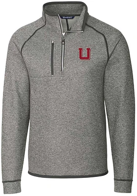 Cutter and Buck Utah Utes Mens Grey Mainsail Sweater Big Tall Qtr Zip