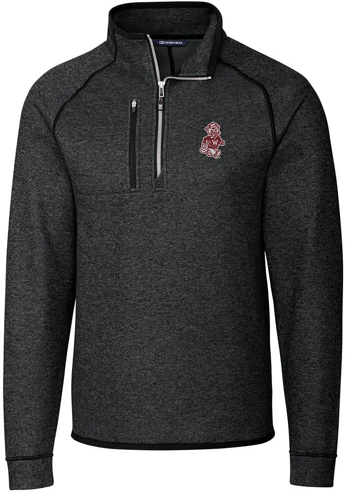 Cutter and Buck Washington State Cougars Mens Charcoal Mainsail Sweater Big Tall Qtr Zip