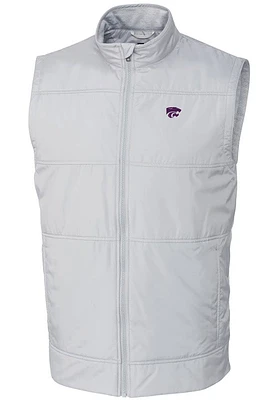 Cutter and Buck K-State Wildcats Big Tall White Stealth Hybrid Quilted Windbreaker Vest Mens V..