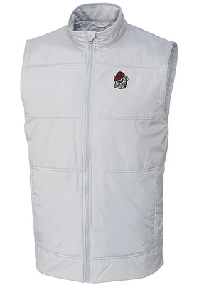 Cutter and Buck Georgia Bulldogs Mens White Stealth Hybrid Quilted Windbreaker Vest Big Tall..