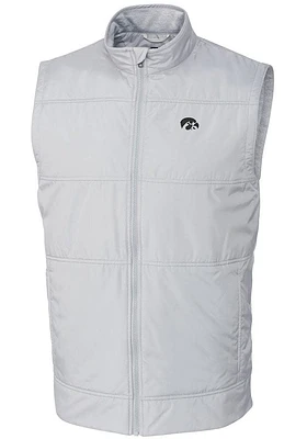Cutter and Buck Iowa Hawkeyes Big Tall White Stealth Hybrid Quilted Windbreaker Vest Mens Ve..