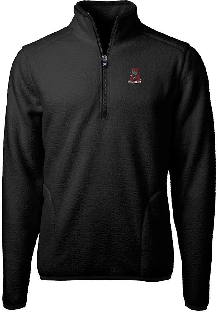 Cutter and Buck Alabama Crimson Tide Mens Black Cascade Eco Sherpa Big Tall Qtr Zip