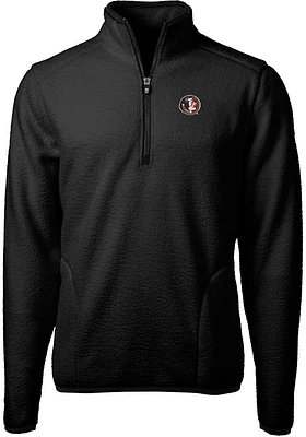 Cutter and Buck Florida State Seminoles Mens Black Cascade Eco Sherpa Big Tall Qtr Zip