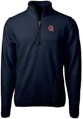 Cutter and Buck Gonzaga Bulldogs Mens Navy Blue Cascade Eco Sherpa Big Tall Qtr Zip