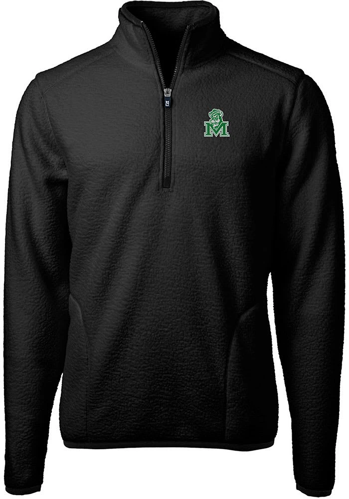 Cutter and Buck Marshall Thundering Herd Mens Black Cascade Eco Sherpa Big Tall Qtr Zip