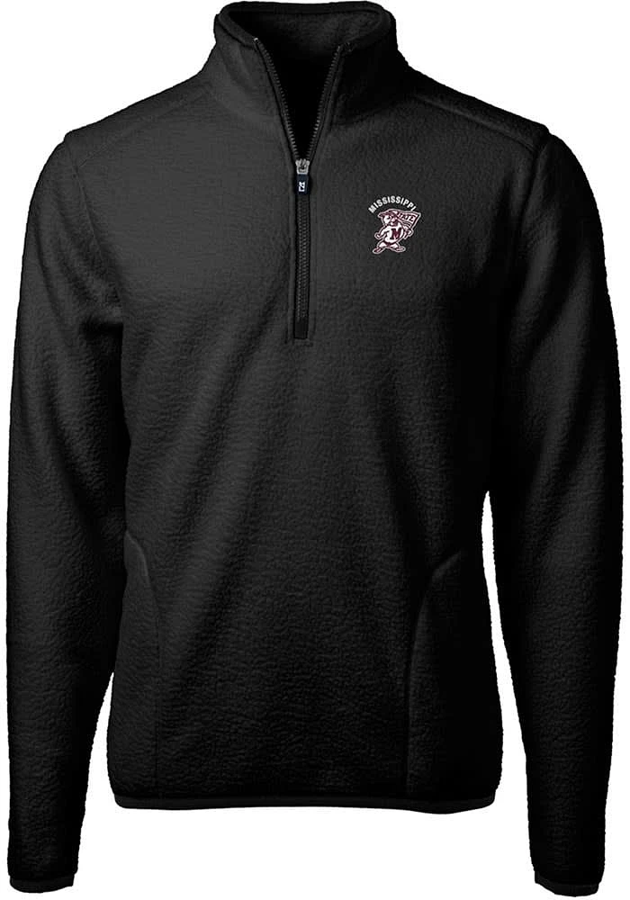 Cutter and Buck Mississippi State Bulldogs Mens Black Cascade Eco Sherpa Big Tall Qtr Zip