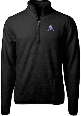 Mens Northwestern Wildcats Black Cutter and Buck Cascade Eco Sherpa Qtr Zip