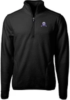 Mens Northwestern Wildcats Black Cutter and Buck Cascade Eco Sherpa Qtr Zip