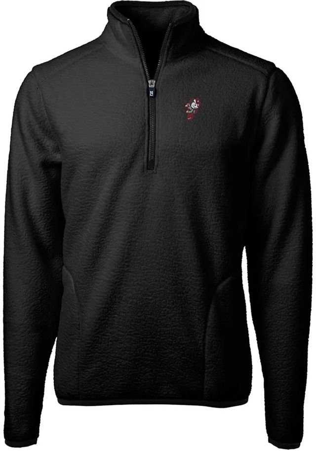 Cutter and Buck Ohio State Buckeyes Mens Black Cascade Eco Sherpa Big Tall 1/4 Zip Pullover