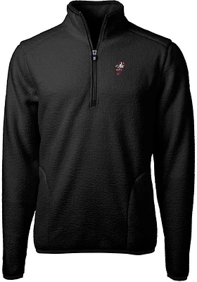 Mens Ohio State Buckeyes Black Cutter and Buck Cascade Eco Sherpa Qtr Zip